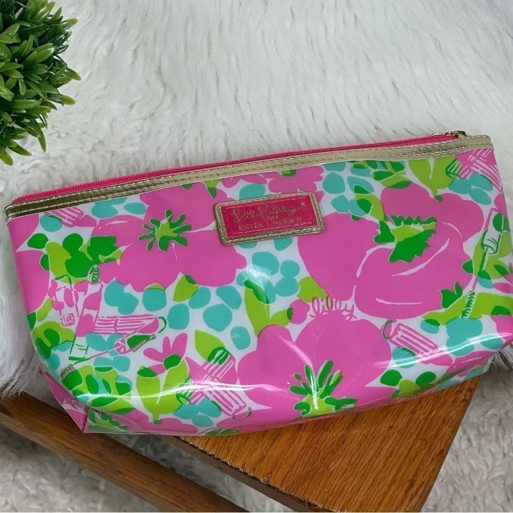 Lilly Pulitzer by estee Lauder Pink and Green Floral Bag